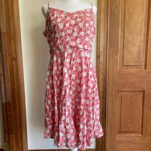 Old navy woven cami Waist Defined pink print spaghetti strap dress